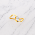 Pear Diamond Wave Engagement Ring | Lab Grown | 14K Gold Solitaire