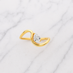 Pear Diamond Wave Engagement Ring | Lab Grown | 14K Gold Solitaire