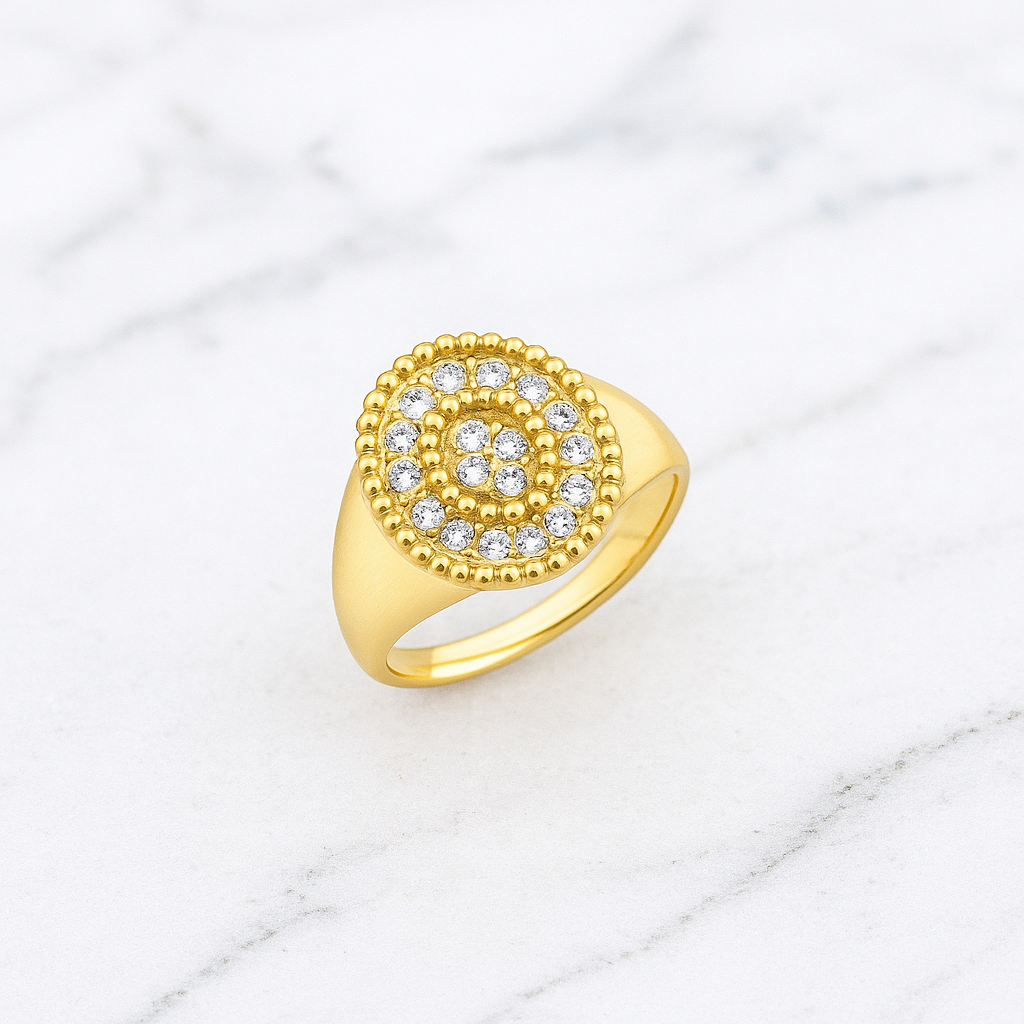 Art Deco Engagement Ring | Lab Grown Diamond | 18K Gold | F-VS Quality