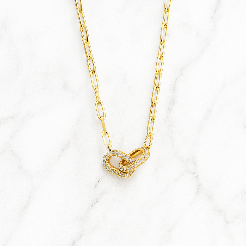 Symbolic Unity Diamond Necklace | Lab Grown | 14K Yellow Gold | Gift for Her