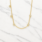 Minimal Diamond Station Necklace | Bezel Set | Lab Grown | 14K Yellow Gold