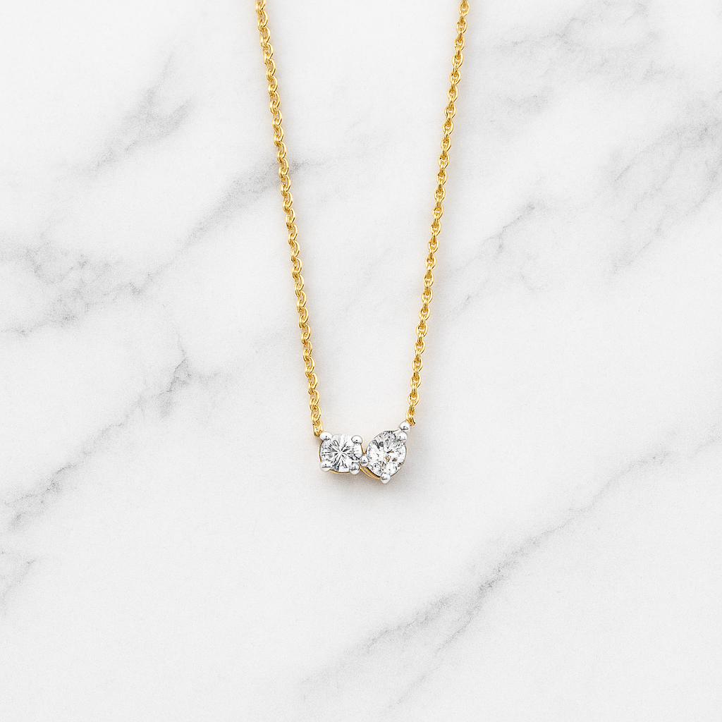 Round & Pear Lab Diamond Duo Necklace