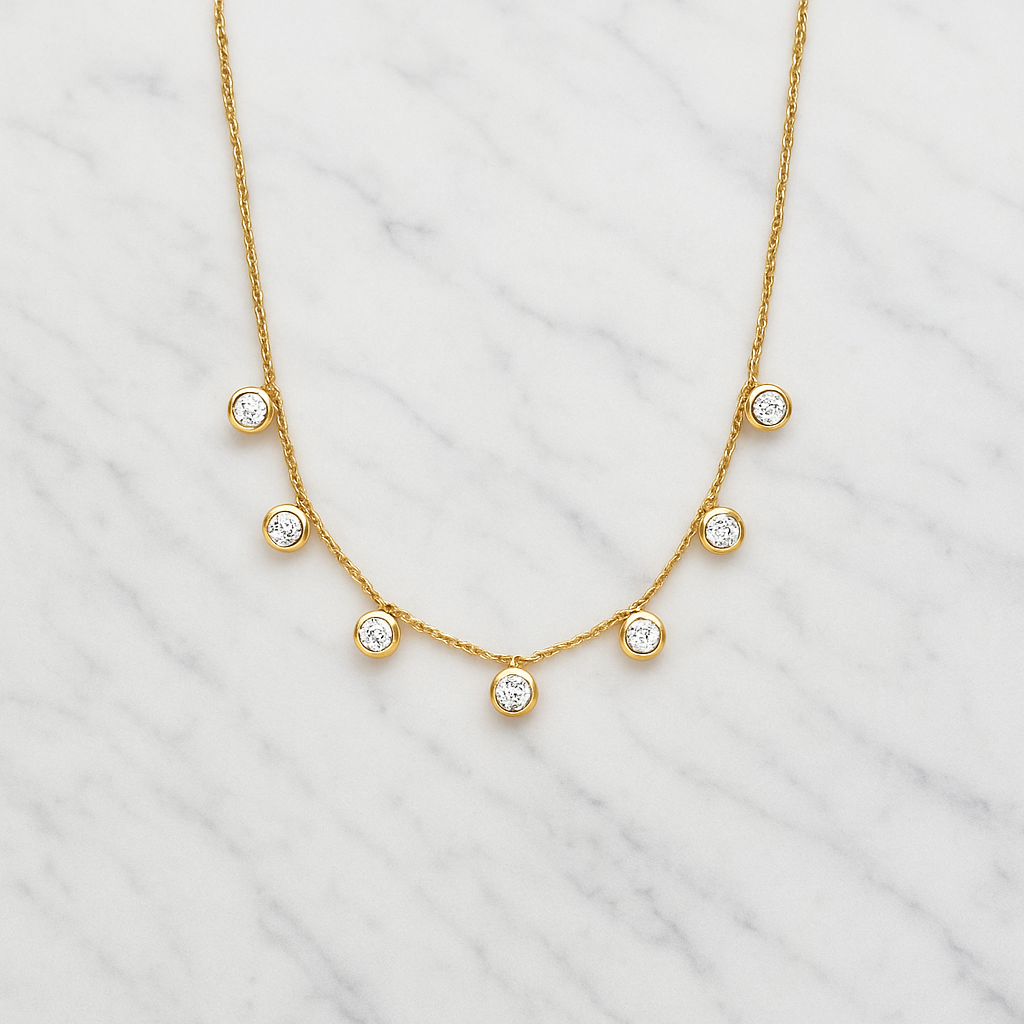 Seven Stone Diamond Station Necklace | Lab Grown | 14K Gold | Minimal Jewelry