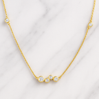 Dainty Six Stone Diamond Station Necklace | Lab Grown | 14K Gold | Gift for Her