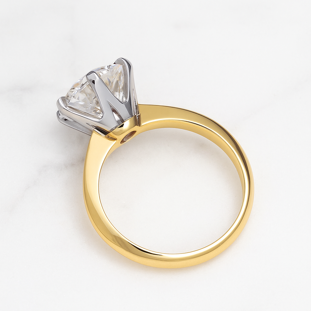Classic Round Engagement Ring | Lab Grown Diamond | 14K Yellow Gold Two Tone Setting