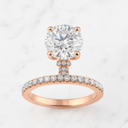 Round Brilliant Cut Engagement Ring with Hidden Halo & Pave Band | Lab Grown Diamond | 14K Yellow Gold