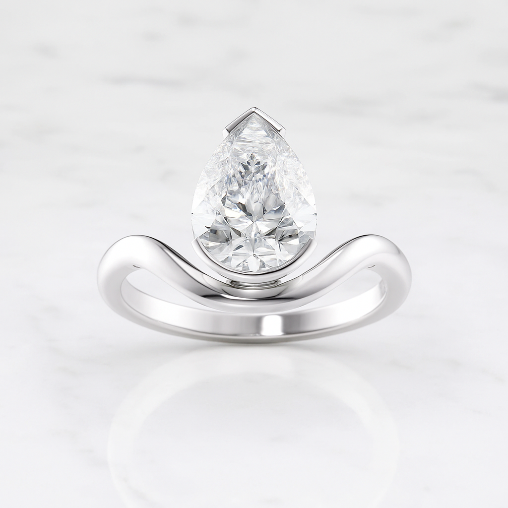 Elegant Twisted Pear Cut Ring | Lab Grown Diamond | 14K Yellow Gold Classic Style