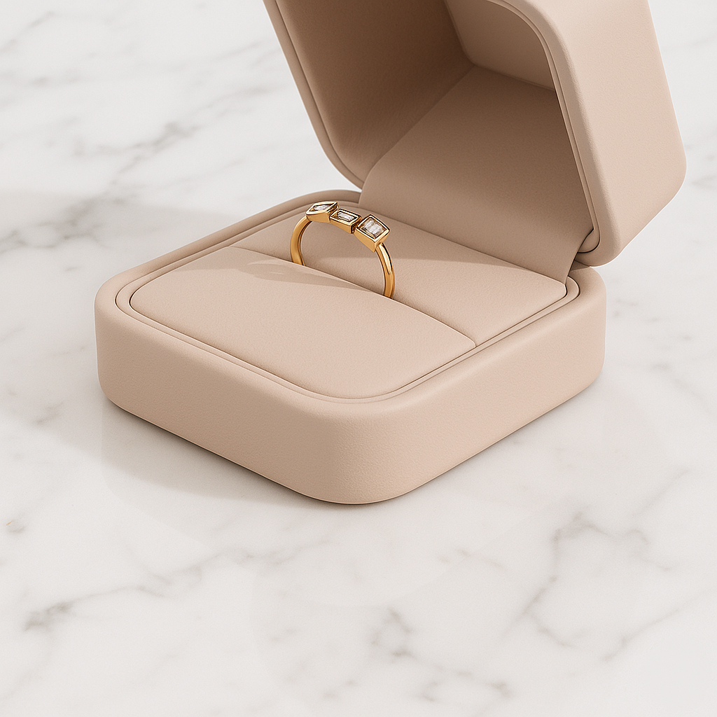 Minimalist Emerald Cut Stackable Ring | Lab Grown Diamond | 14K Yellow Gold Modern Design