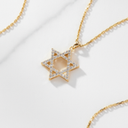 Star of David Pendant Necklace | Lab Grown Diamond | 14K Yellow Gold Modern Necklace