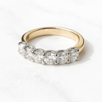 Elegant Round Lab Grown Diamond Seven Stone Wedding Band in Solid 14K Gold