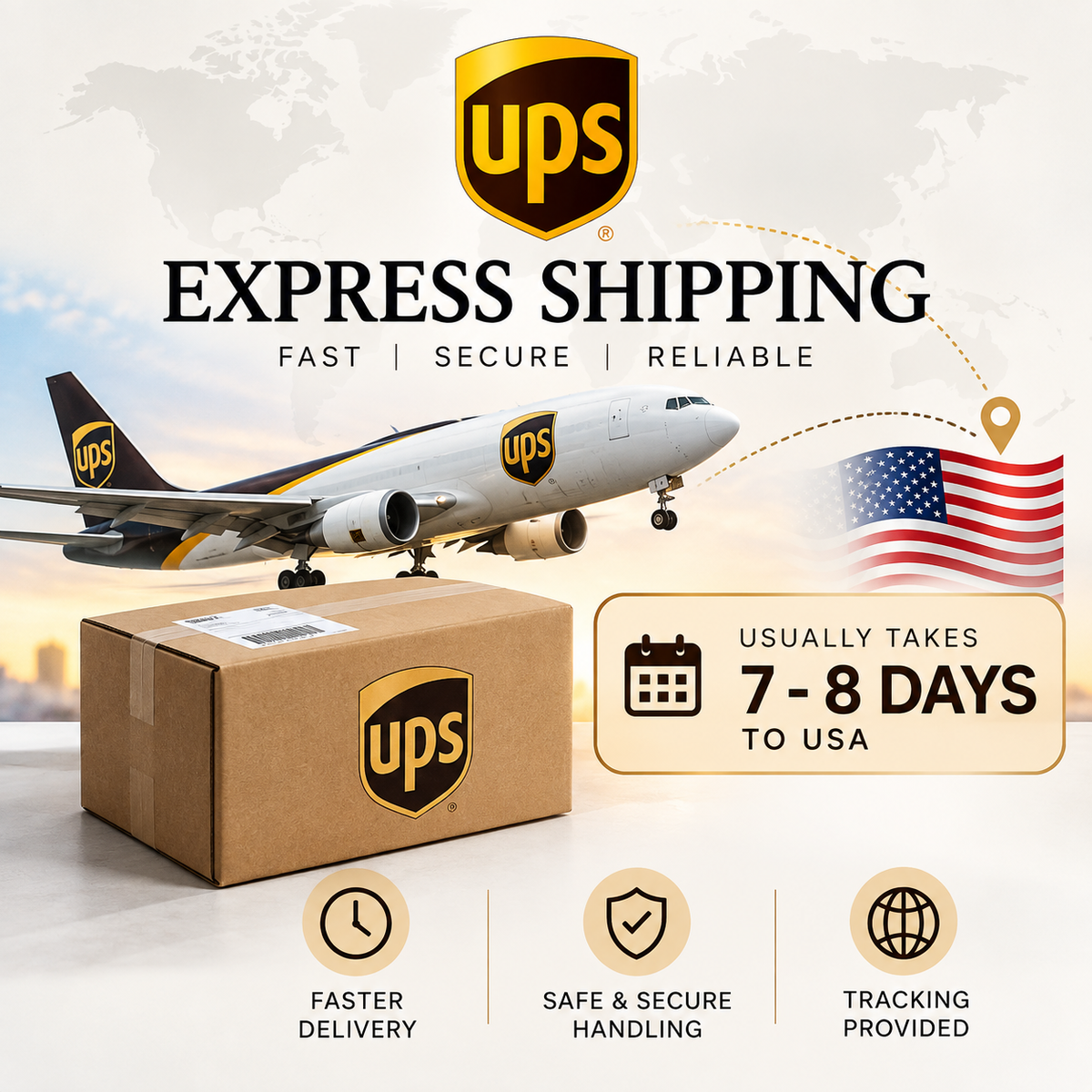 Express UPS Shipping Upgrade | Fast & Secure Delivery to USA | 7–8 Day Express Shipping Service