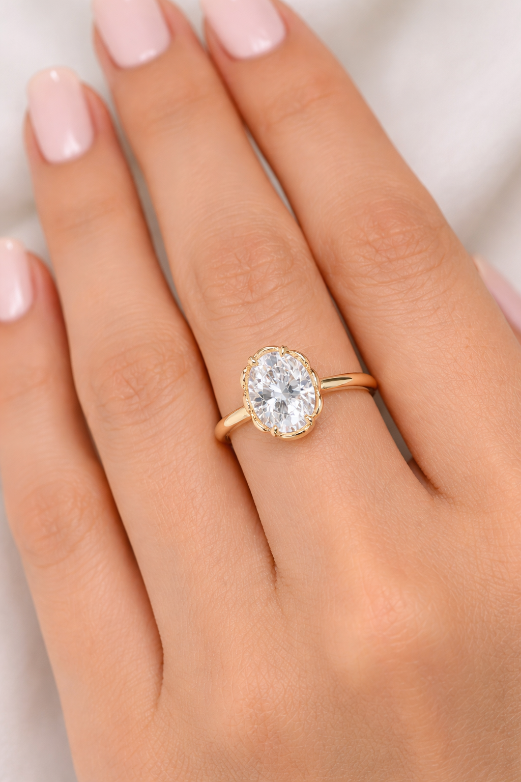 Oval Diamond Engagement Ring 2.05 Carat, Hidden Halo Diamond Ring, Oval Diamond Ring with Side Stones, Gold Engagement Ring, Lab Grown Ring