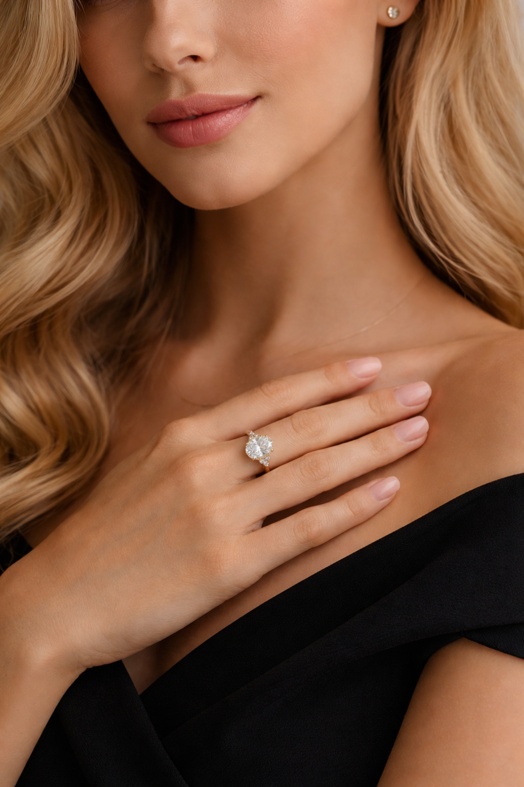 Oval Diamond Engagement Ring 2.05 Carat, Oval Diamond Ring with Side Stones,Hidden Detail Diamond Ring, Gold Engagement Ring, Lab Grown Ring