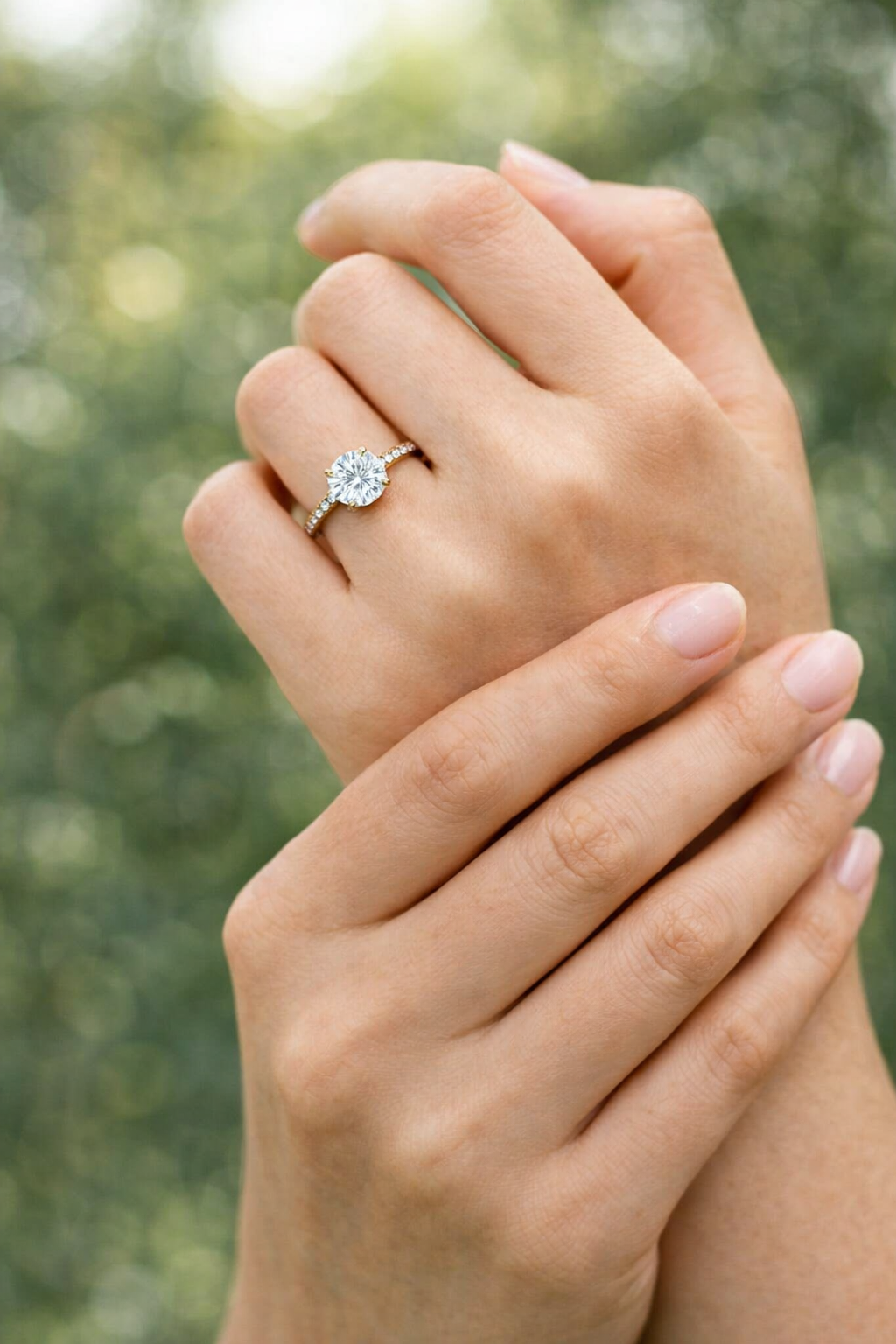 Round Diamond Engagement Ring 2.05 Carat, Pave Diamond Ring, Round Diamond Ring with Side Stones,Gold Engagement Ring,Lab Grown Diamond Ring