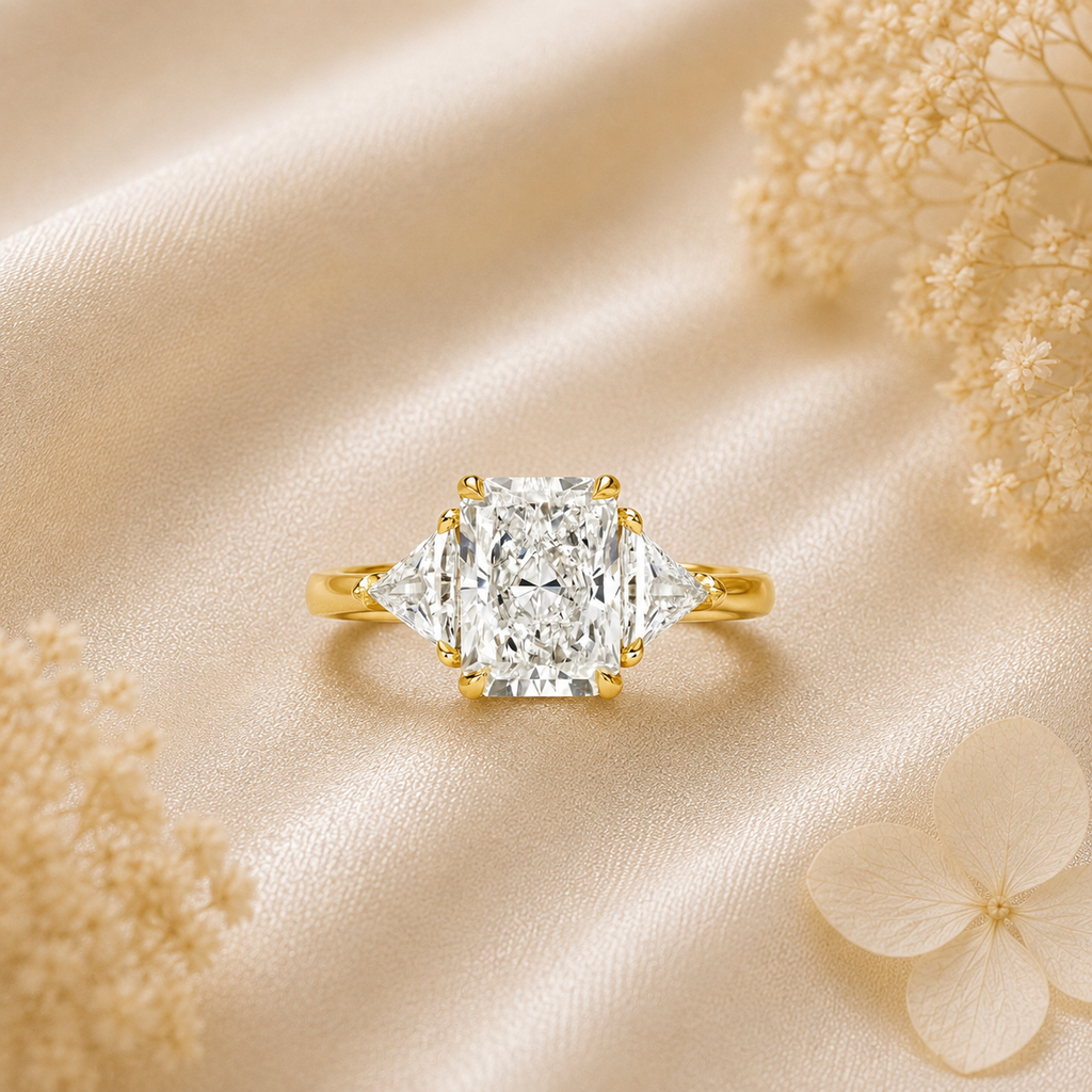 Emerald Cut Solitaire Style Ring | Lab Grown Diamond | 14K Yellow Gold