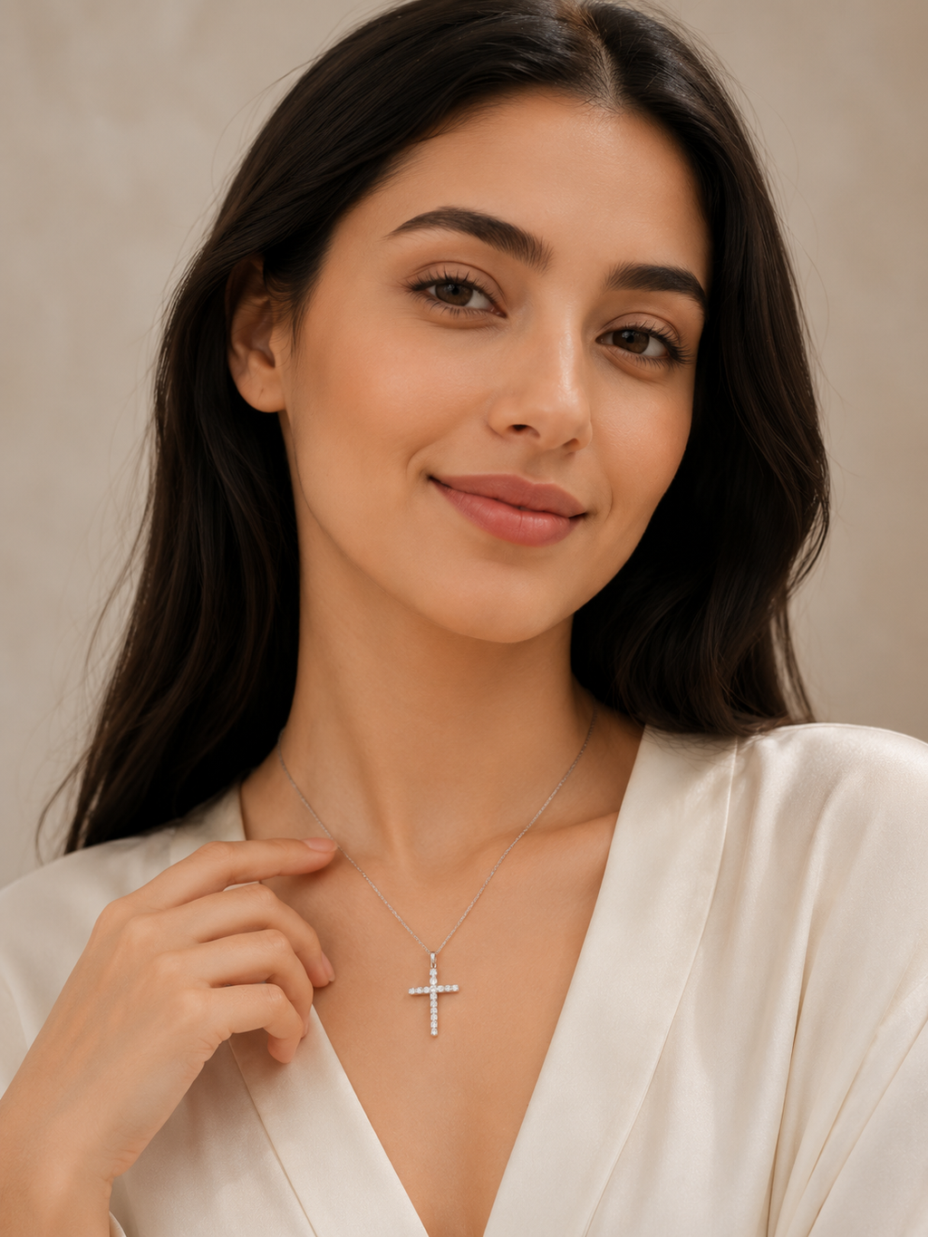 Cross Lab Grown Diamond Necklace, Diamond Cross Pendant, Solid Gold Cross Necklace, Religious Necklace, Minimalist Faith Jewelry, Christian