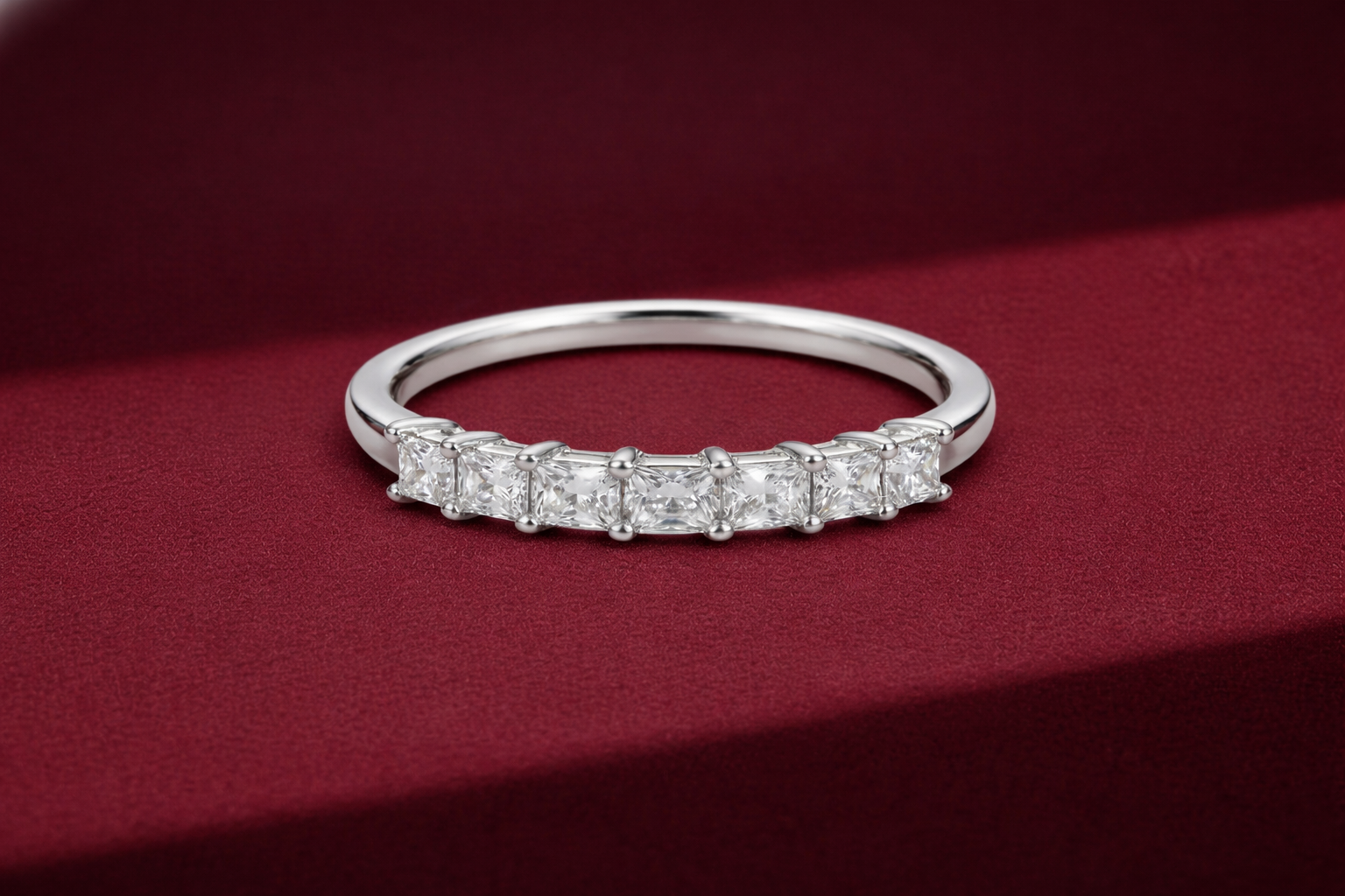 Princess Cut Diamond Stackable Band, Princess Diamond Wedding Band, 1 Carat Diamond Band, Stackable Gold Diamond Ring, Minimalist Band