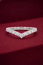 V Shaped Diamond Stackable Band 1.50 Carat, Round Diamond Chevron Band, V Wedding Band, Curved Diamond Band, Gold Stackable Ring