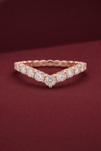 V Shaped Diamond Stackable Band 1.50 Carat, Round Diamond Chevron Band, V Wedding Band, Curved Diamond Band, Gold Stackable Ring