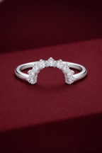 U Shaped Diamond Stackable Band 0.30 Carat, Curved Diamond Wedding Band, Round Diamond Contour Band, Stackable Gold Ring, Minimalist Band