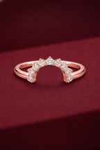 U Shaped Diamond Stackable Band 0.30 Carat, Curved Diamond Wedding Band, Round Diamond Contour Band, Stackable Gold Ring, Minimalist Band
