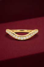 Curved Pave Diamond Band, Round Diamond Stackable Band, Curved Wedding Band, Diamond Pave Ring, Stackable Gold Diamond Band