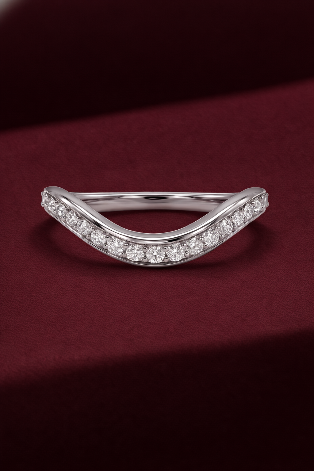 Curved Pave Diamond Band, Round Diamond Stackable Band, Curved Wedding Band, Diamond Pave Ring, Stackable Gold Diamond Band
