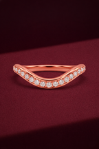Curved Pave Diamond Band, Round Diamond Stackable Band, Curved Wedding Band, Diamond Pave Ring, Stackable Gold Diamond Band