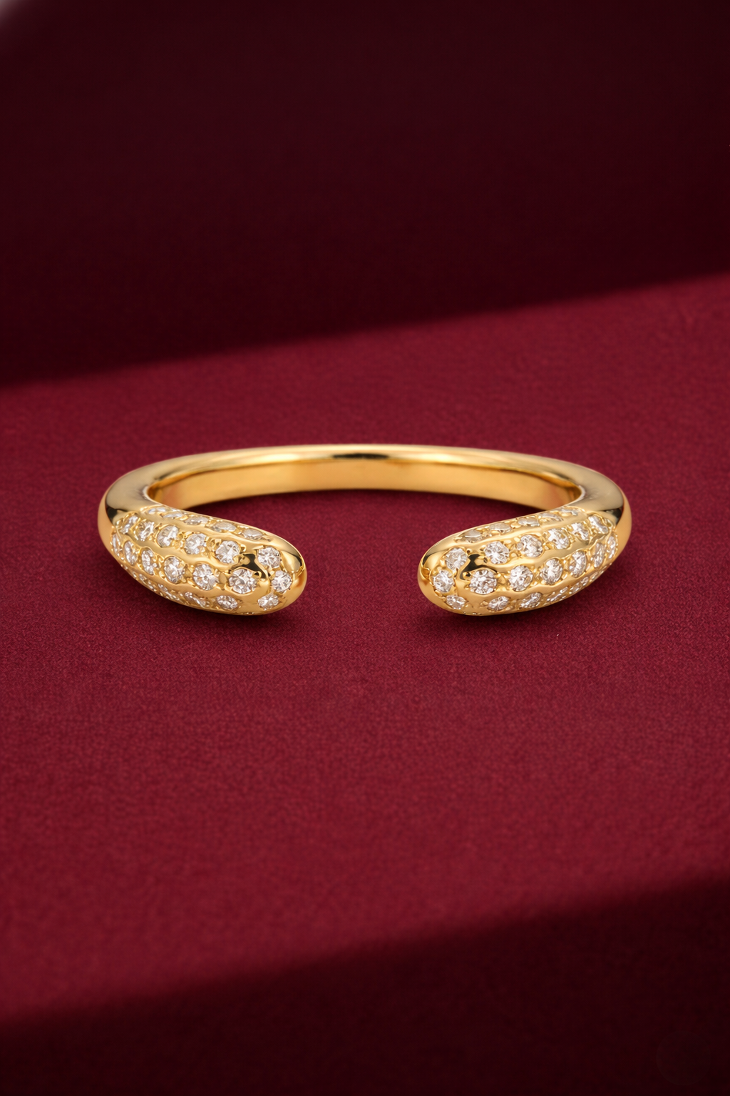Open Cuff Diamond Band, Pave Diamond Stackable Ring, Open Diamond Ring, Minimalist Gold Diamond Band, Modern Stackable Band