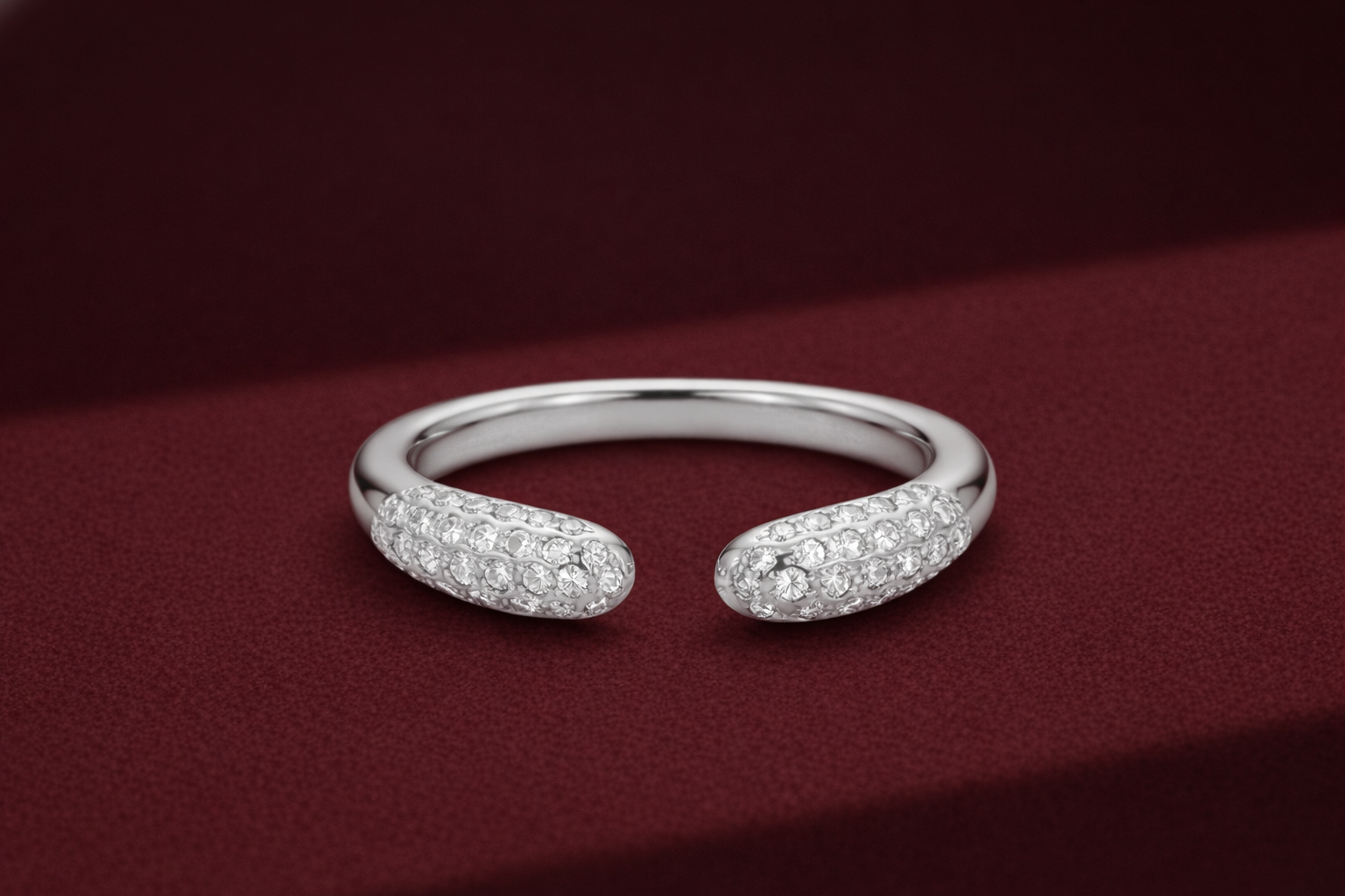 Open Cuff Diamond Band, Pave Diamond Stackable Ring, Open Diamond Ring, Minimalist Gold Diamond Band, Modern Stackable Band