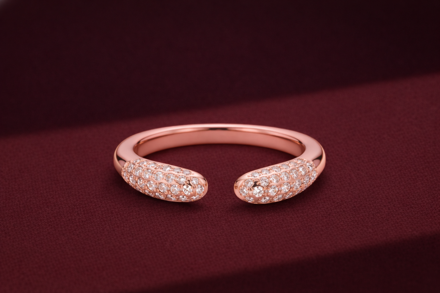 Open Cuff Diamond Band, Pave Diamond Stackable Ring, Open Diamond Ring, Minimalist Gold Diamond Band, Modern Stackable Band
