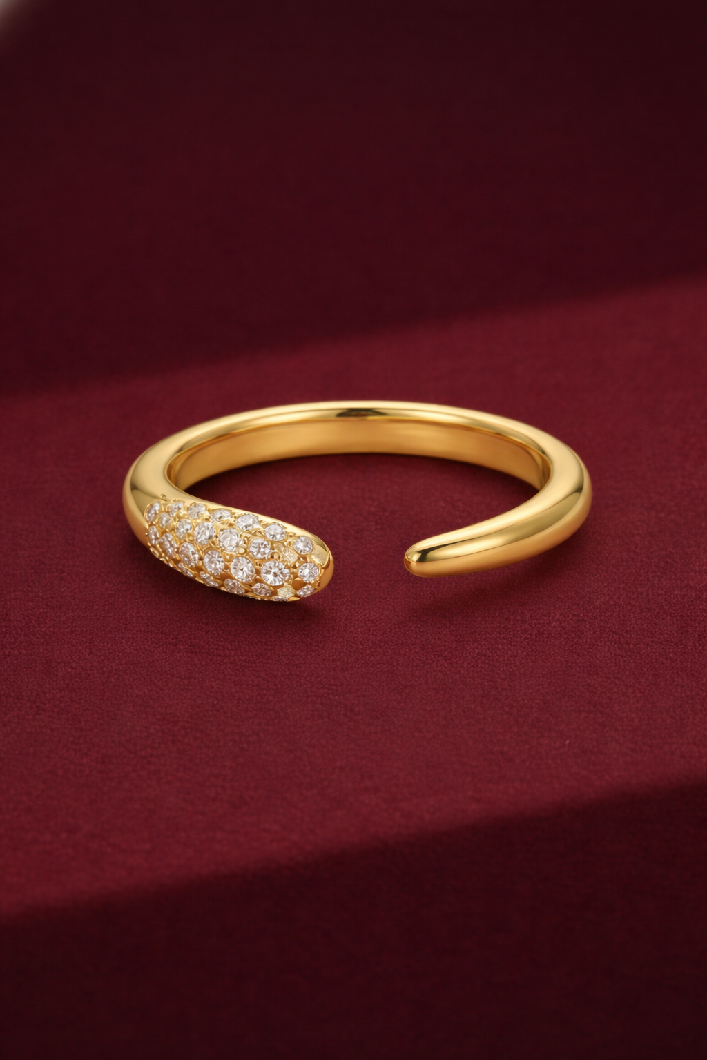 Asymmetrical Open Cuff Diamond Band, Pave Diamond Stackable Ring, Modern Open Diamond Ring, Minimalist Gold Band, Unique Stackable Band