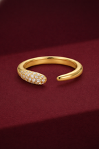 Asymmetrical Open Cuff Diamond Band, Pave Diamond Stackable Ring, Modern Open Diamond Ring, Minimalist Gold Band, Unique Stackable Band