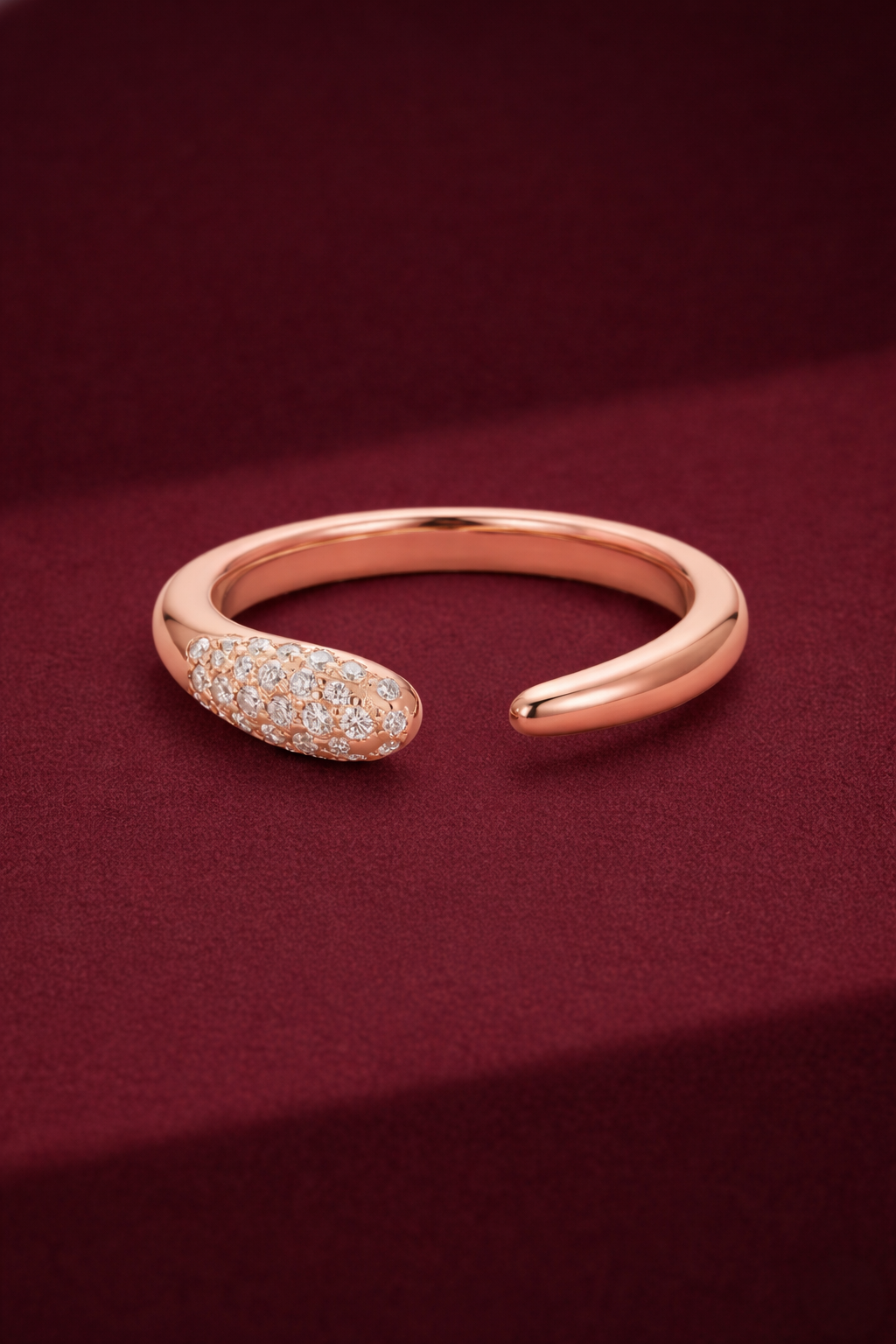 Asymmetrical Open Cuff Diamond Band, Pave Diamond Stackable Ring, Modern Open Diamond Ring, Minimalist Gold Band, Unique Stackable Band