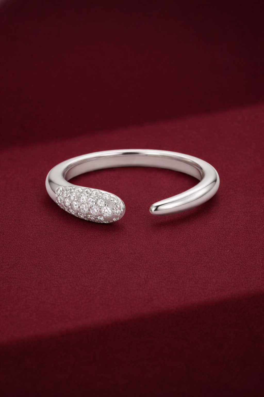 Asymmetrical Open Cuff Diamond Band, Pave Diamond Stackable Ring, Modern Open Diamond Ring, Minimalist Gold Band, Unique Stackable Band