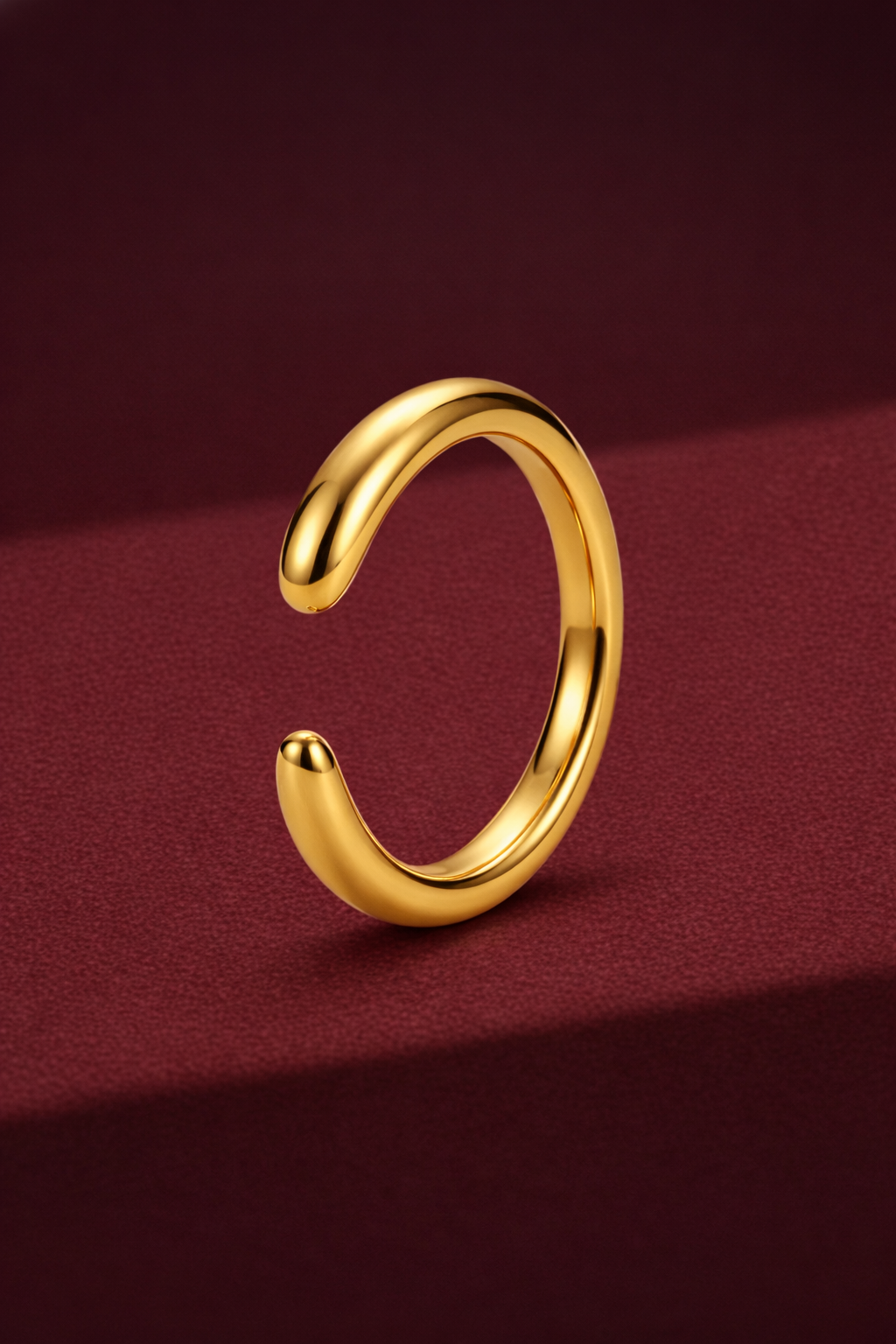 Open Cuff Gold Band, Minimalist Gold Stackable Ring, Open Gold Ring, Plain Gold Band, Modern Stackable Gold Band