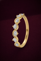 Pear Diamond Wave Band 0.35 Carat, Curved Diamond Wedding Band, Wave Stackable Ring, Unique Diamond Band, Gold Diamond Ring