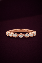 Pear Diamond Wave Band 0.35 Carat, Curved Diamond Wedding Band, Wave Stackable Ring, Unique Diamond Band, Gold Diamond Ring