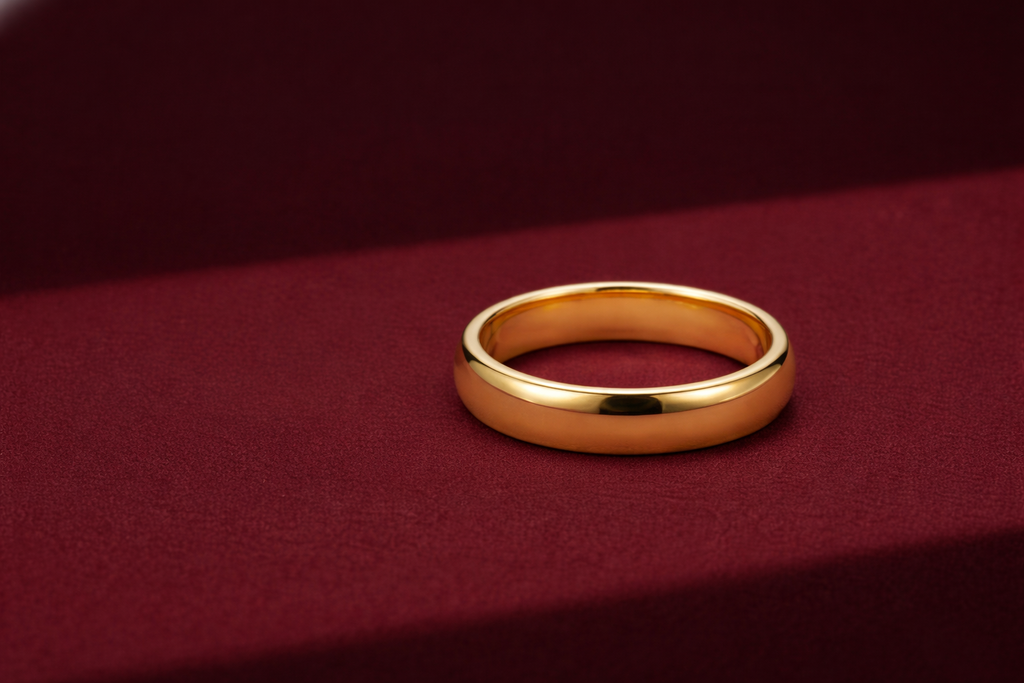 Solid Gold Band 4.2 mm Wedding Band, Minimalist Gold Ring, Classic Plain Band, Stackable Gold Ring, Unisex Wedding Ring