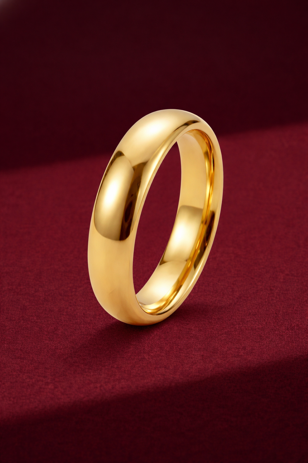 Solid Gold Band 4.2 mm Wedding Band, Minimalist Gold Ring, Classic Plain Band, Stackable Gold Ring, Unisex Wedding Ring
