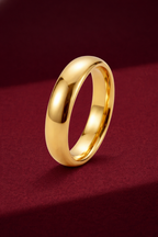 Solid Gold Band 4.2 mm Wedding Band, Minimalist Gold Ring, Classic Plain Band, Stackable Gold Ring, Unisex Wedding Ring