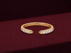 Open Cuff Diamond Band 0.38 CT, Knife Edge Diamond Ring, Pave Diamond Open Ring, Stackable Gold Band, Minimalist Diamond Ring