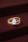 Pear Shape Diamond Engagement Ring, Pear Diamond Ring with Pave Band, Prong Set Diamond Ring, Minimalist Pear Diamond Ring, Gold Ring