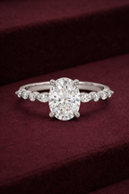 Cushion Cut Diamond Engagement Ring, Cushion Diamond Ring with Marquise and Round Side Stones, Tiger Prong Diamond Ring, Unique Diamond Ring