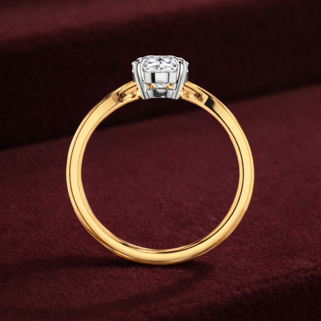 Pear Shape Diamond Engagement Ring, Chevron Band Diamond Ring, Pear Solitaire Diamond Ring, Prong Set Diamond Ring, Minimalist Gold Ring
