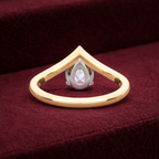 Pear Shape Diamond Engagement Ring, Chevron Band Diamond Ring, Pear Solitaire Diamond Ring, Prong Set Diamond Ring, Minimalist Gold Ring