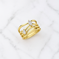 Rolling Wave Diamond Engagement Ring | Pear & Marquise Two Stone | Lab Grown