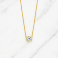 Dainty Bezel Set Diamond Solitaire Necklace: 14k/18k Gold