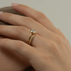 Pavé Wrap Ring Open Curve Design | Lab Grown Diamond | 14K Yellow Gold