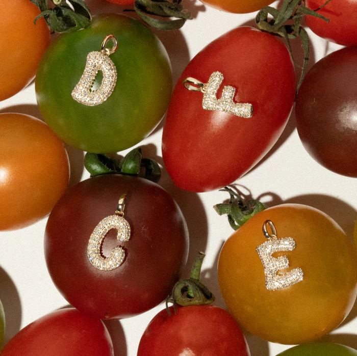 Diamond Initial Letter Pendant | Lab Grown Diamond | 14K Yellow Gold Pave Alphabet Charm
